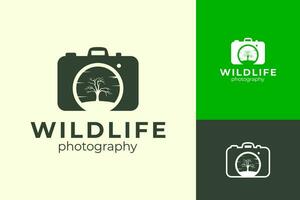 Wild Nature Photo Tree Nature Forest Scenery Logo Design vector
