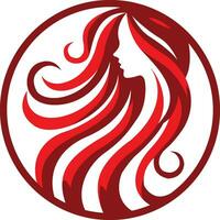 Red Hair Logo Template vector