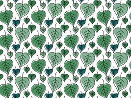 Seamless doodle pattern of green leaves vector