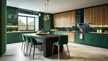 AI generated Modern kitchen interior with kitchen photo