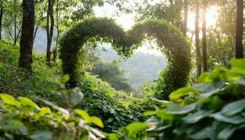 ai generado forma de un corazón en el medio de un bosque foto