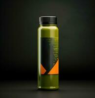 AI generated green tea juice bottle mockup photo
