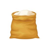 A bag of flour. A large bag filled with white wheat flour. Raw materials for the preparation of bread and flour products. Vector illustration isolated on a white background