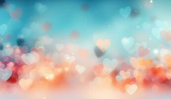 AI generated white sky background of blue hearts with abstract hearts photo