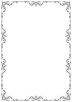 Vintage frame and border ornament. Classic swirl divider filigree. Hand drawn vector illustration. Element for decorative frame, template, document, new year greeting card, invitation, certificate.