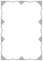 Vintage frame and border ornament. Classic swirl divider filigree. Hand drawn vector illustration. Element for decorative frame, template, document, new year greeting card, invitation, certificate.