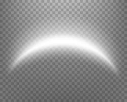 plata magia arco con brillante partículas, luz de sol lente llamarada. neón realista energía llamarada arco. vector ilustración.