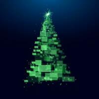 Christmas tree made of geometric shapes, lights and sparkles. vector