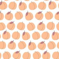 Peach fruit seamless pattern. Color of the 2024 year - Peach fuzz. Background, wallpaper, wrapping paper. vector