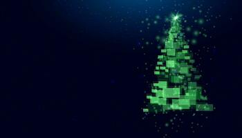 Christmas tree made of geometric shapes, lights and sparkles. vector