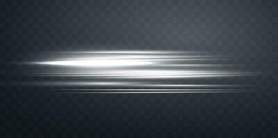 Silver horizontal lensflare. Light flash with rays or spotlight and bokeh. Silver glow flare light effect. Vector illustration.