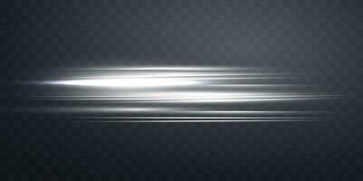 Silver horizontal lensflare. Light flash with rays or spotlight and bokeh. Silver glow flare light effect. Vector illustration.