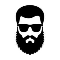 conjunto barbado hipster hombre cara con anteojos, cortes de pelo, Bigote, barba. de moda hombre avatar, siluetas, cabeza, emblema, icono, etiqueta. Barbero tienda vector ilustración