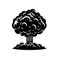 Nuclear explosion mushroom cloud icon. Atomic bomb war, symbol end of the world isolated on white background. Vector illustration