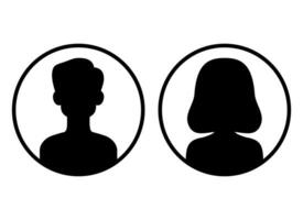 hombre y mujer avatar icono. masculino y hembra cara siluetas servicio como avatares o perfiles para desconocido o anónimo individuos social red vector ilustración