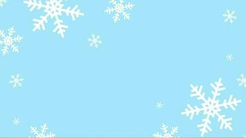 Ligh Blue Christmas Looping Animation Horizontal Blank Video Background Decorated With Rotating Simple Snowflakes