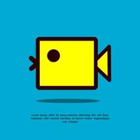 simple box fish and camera logo design vector