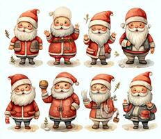 Set of cute Santa winter illustration in cartoon style photo