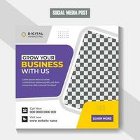 Digital Marketing Web Banner Template Design, Corporate Square Flyer Post Design, Marketing Agency Social Media Post Web Banner. vector