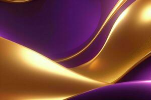 AI generated 3d rendering luxury bold purple and golden abstract background. Pro Photo