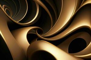 AI generated 3d rendering luxury black and golden abstract background. Pro Photo