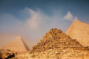 Famous Egyptian Pyramids of Giza. Landscape in Egypt. Pyramid in desert. Africa. Wonder of the World photo