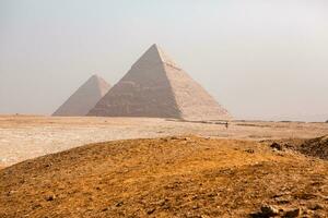 Famous Egyptian Pyramids of Giza. Landscape in Egypt. Pyramid in desert. Africa. Wonder of the World photo