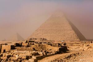 Famous Egyptian Pyramids of Giza. Landscape in Egypt. Pyramid in desert. Africa. Wonder of the World photo