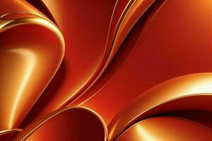 AI generated 3d rendering luxury red and golden abstract background. Pro Photo