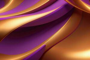 AI generated 3d rendering luxury bold purple and golden abstract background. Pro Photo