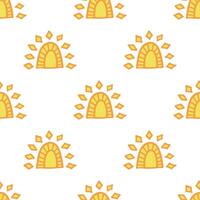 Seamless pattern with sun doodle for decorative print, wrapping paper, greeting cards, wallpaper and fabric vector