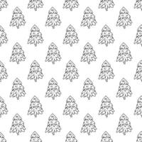 Seamless pattern with geometric minimal scandinavian Christmas tree doodle for decorative print, wrapping paper, greeting cards and fabric vector