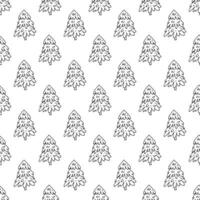 Seamless pattern with geometric minimal scandinavian Christmas tree doodle for decorative print, wrapping paper, greeting cards and fabric vector