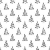 Seamless pattern with geometric minimal scandinavian Christmas tree doodle for decorative print, wrapping paper, greeting cards and fabric vector