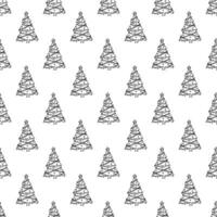 Seamless pattern with geometric minimal scandinavian Christmas tree doodle for decorative print, wrapping paper, greeting cards and fabric vector