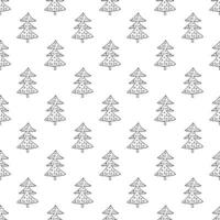 Seamless pattern with geometric minimal scandinavian Christmas tree doodle for decorative print, wrapping paper, greeting cards and fabric vector