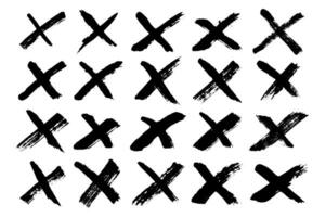 Hand drawn cross mark doodle set. Marker wrong sign clipart. Ink scribble checkbox. Single element vector