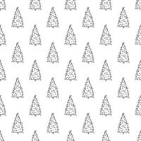 Seamless pattern with geometric minimal scandinavian Christmas tree doodle for decorative print, wrapping paper, greeting cards and fabric vector