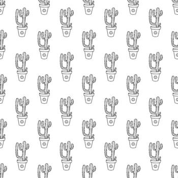 Seamless pattern with cactus doodle for decorative print, wrapping paper, greeting cards and fabric vector