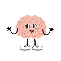 Connection of cute healthy happy brain and intestine gut characters. Concept Relation health of human brain and gut, second brain. Unity of mental and digestive. Vector illustration