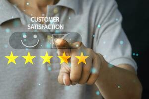 Users rate their service experience on the online application for a customer satisfaction survey concept photo