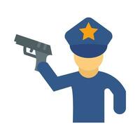 Policeman Holding Gun Vector Flat Icon For Personal And Commercial Use.