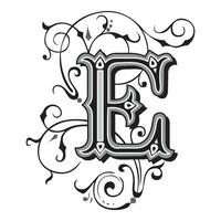 Art Tuscani Initial Caps Font Capital Letter E vector design