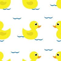 Vector seamless pattern with yellow ducks in cartoon style