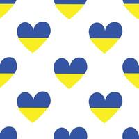 Vector seamless pattern with Ukrainian symbols yellow and blue hears. Ukrainian flag hearts pattern