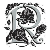 rosette Initial Caps Font Capital Letter R vector design