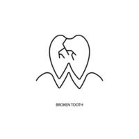 Broken tooth concept line icon. Simple element illustration. Broken tooth concept outline symbol design. vector