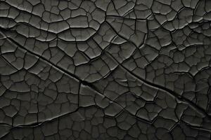AI generated Background of uneven cracked shiny black texture, soft light and shadow. photo