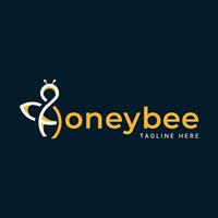 Honey Bee Wordmark Text Logo design Modern Minimal Simple Concept vector