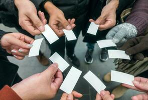 Tourists surrounded show ticket photo